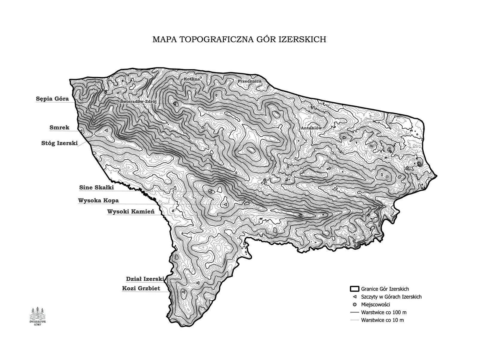 Mapy Topograficznej Gór Izerskich